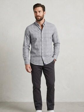UNTUCKit Men's Grey and Blue Wrinkle-free Button-Down Shirt Size XL Like New!